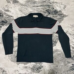 Vintage Fossil‎ Old Money Sz M 90's Striped Blue Sweater Pullover Men's Preppy